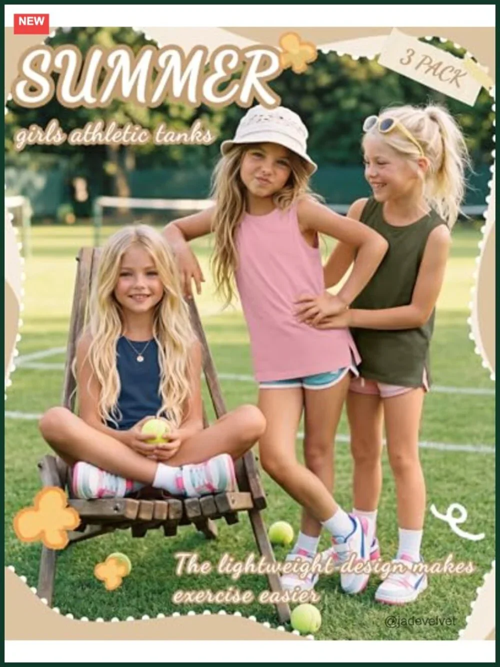3 Pack Girls Tank Tops Sleeveless Crew Neck Loose Fit Summer Tees 5-14 Years